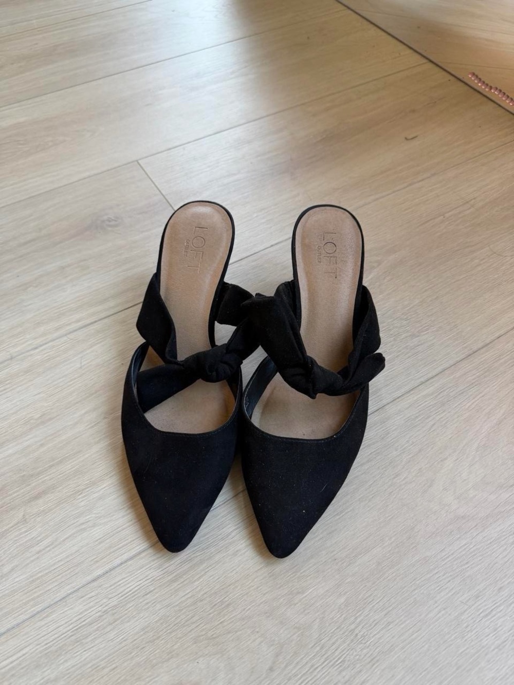 LOFT Black Pointed Knot Mules